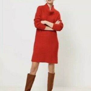 Loft Orange Cowl Neck Sweater Dress